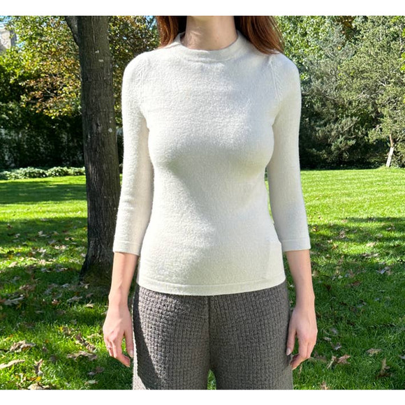 Lauren Manoogian Sz 1 Small Celadon 3/4 Sleeve Crewneck Sweater Tee Alpaca NWT - Picture 2 of 14